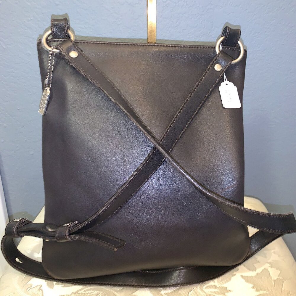 Vintage Coach Crossbody Leather Bag - Dark Brown